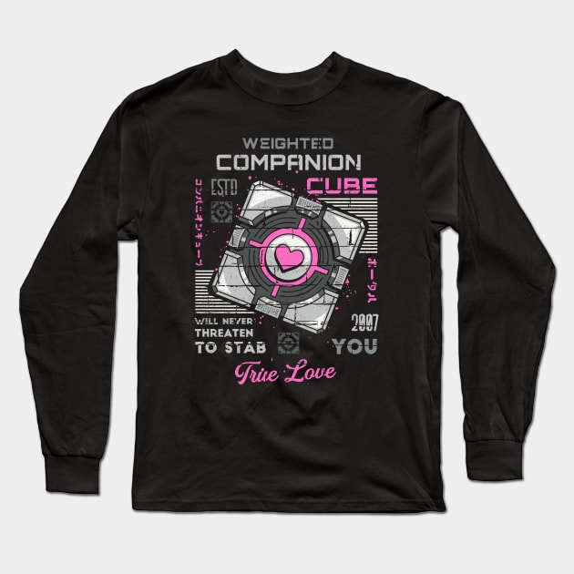 Companion Cube Long Sleeve T-Shirt by logozaste